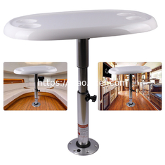 Camper Parts Table Support Adjustable RV Table Leg Easy to Disassemble Motor Home 5 Levels Oval Surface Mount White and Silver