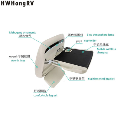 custom auto seat back folding table /dinner table/work table for luxury car van and V I P car with manual footrest