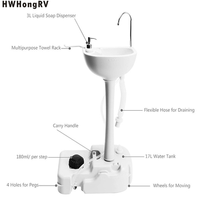 Portable Camping Sink with Foot Pump for Outdoor Events, Gatherings, Camping, Portable Hand Wash Basin Stand