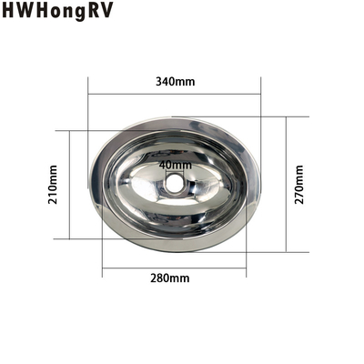 Campervan Stainless Steel RV Elliptical Oval Hand Wash Basin trailer Kitchen Sink