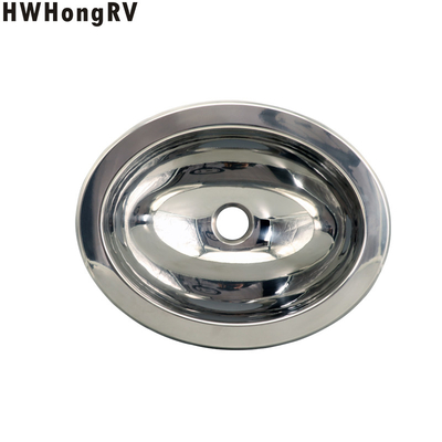 Campervan Stainless Steel RV Elliptical Oval Hand Wash Basin trailer Kitchen Sink