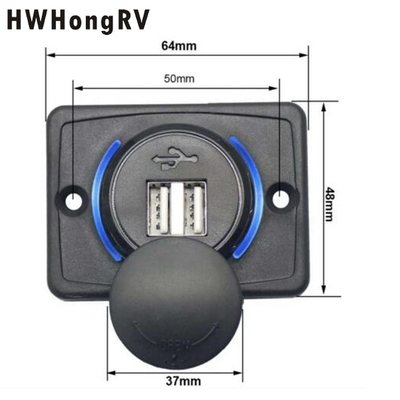 12V /24VDC Quick Charge USB Car Outlet Adapter with sliding cover RV  campervan 2 Port  USB C Car Charger Socket