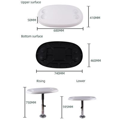 Camper Parts Table Support Adjustable RV Table Leg Easy to Disassemble Motor Home 5 Levels Oval Surface Mount White and Silver