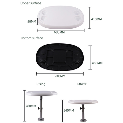 Marine and Campervan Removable Stowable Table System set with 4 cupholders is made of ABS and Aluminum