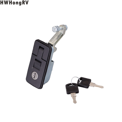 Caravan Push Lock with Latch Knob Motorhome  Boat campervan Black lock with key